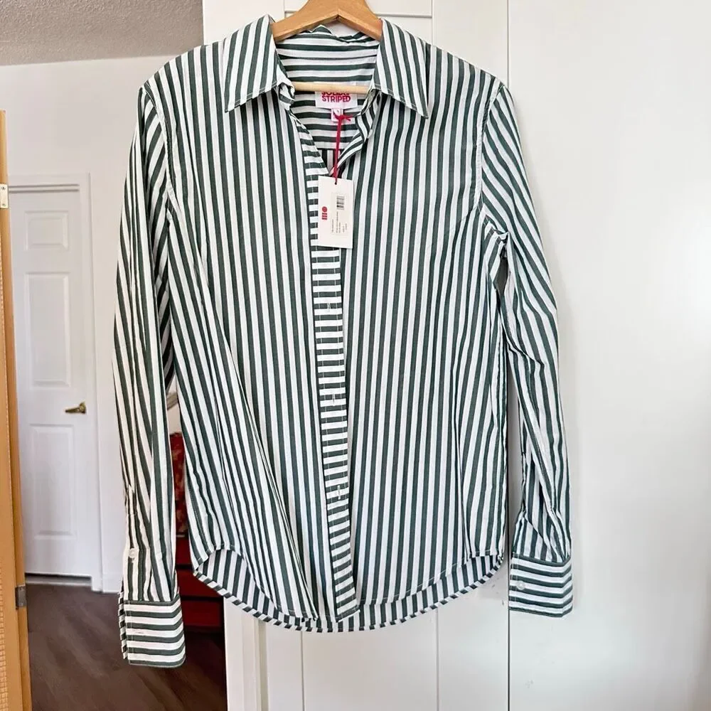NWT solid and striped button down - Picture 5 of 7